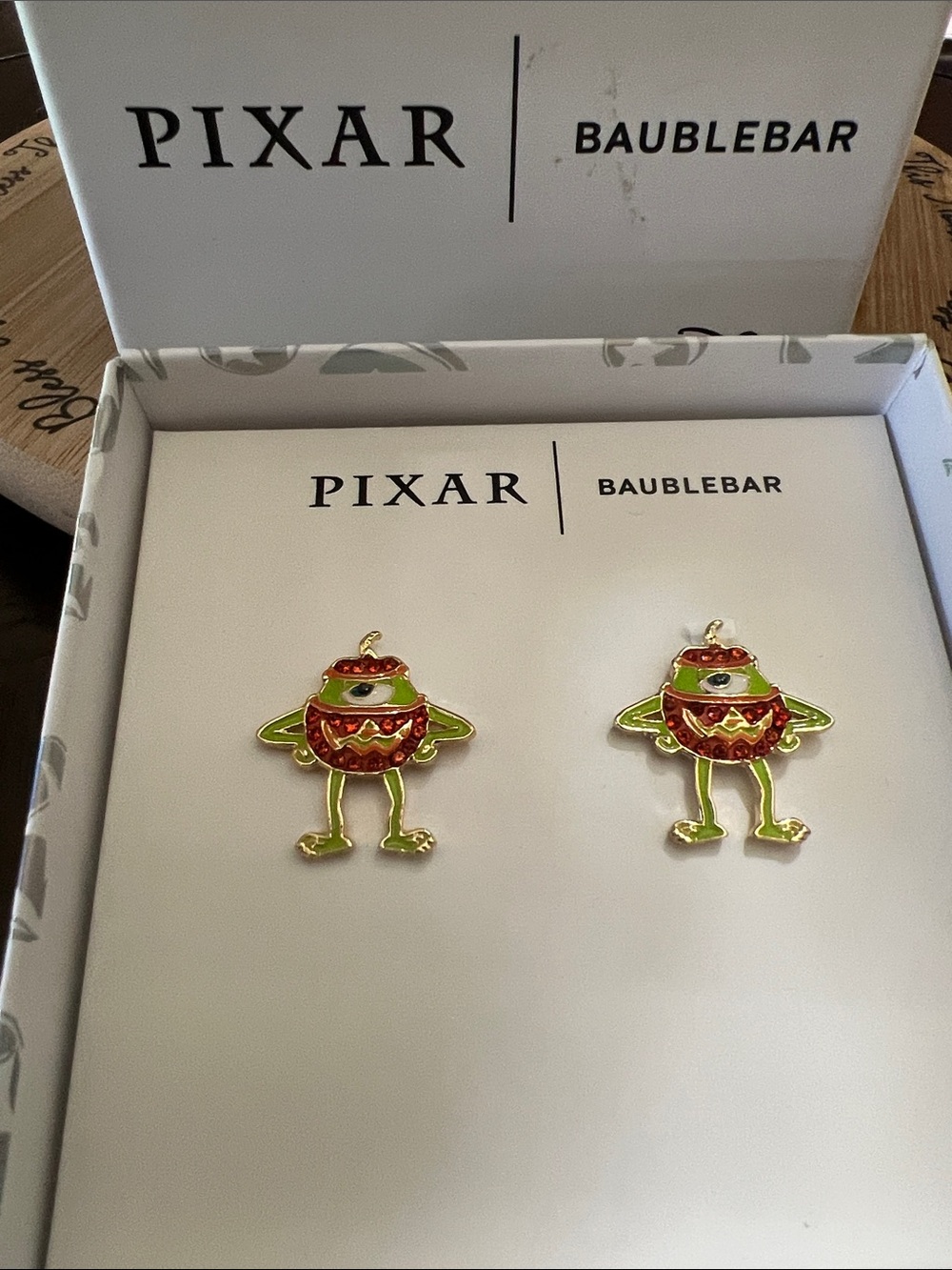 New PIXAR x BaubleBar Mike Wazowski Holiday Enamel Charm Pair - Green & Red